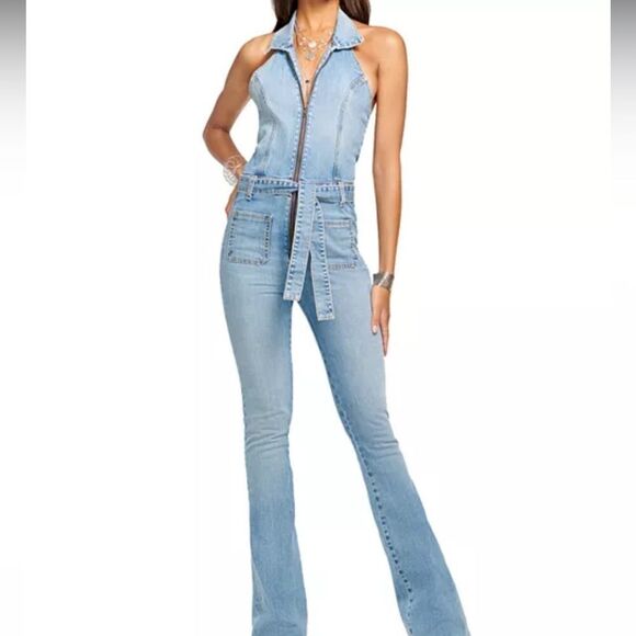 Ramy Brook Candy Halter Denim Jumpsuit 26